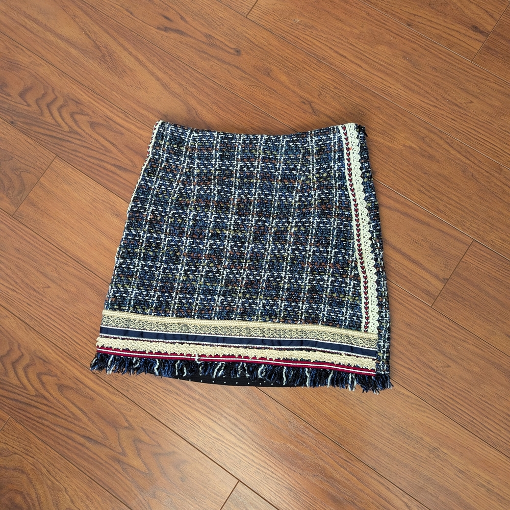 Skies Are Blue Navy Tweed Mini Skirt